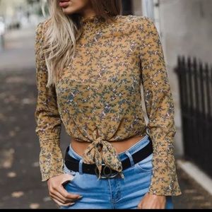 Floral shirt with tie front